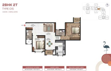 Floor Plan in 2 BHK Apartment at Brigade Lakecrest, Bhattarahalli – for Sale