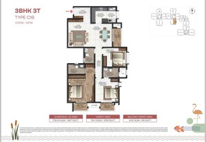 Floor Plan in 3 BHK Apartment at Brigade Lakecrest, Bhattarahalli – for Sale
