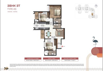 Floor Plan in 3 BHK Apartment at Brigade Lakecrest, Bhattarahalli – for Sale