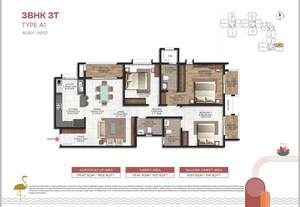 Floor Plan in 3 BHK Apartment at Brigade Lakecrest, Bhattarahalli – for Sale