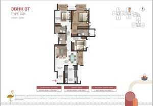 Floor Plan in 3 BHK Apartment at Brigade Lakecrest, Bhattarahalli – for Sale