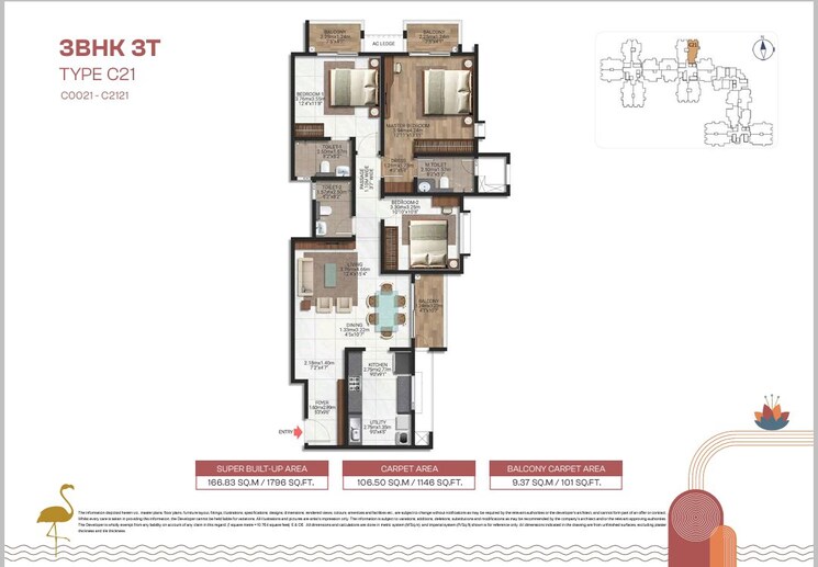 Floor Plan, brigade-lakecrest 3 Bedroom 1784 Sq.Ft. Apartment In Bhattarahalli Bangalore 9824707