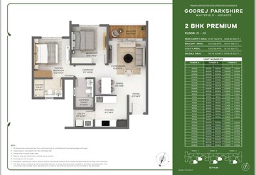Floor Plan in 2 BHK Apartment at Godrej Parkshire, Hoskote – for Sale