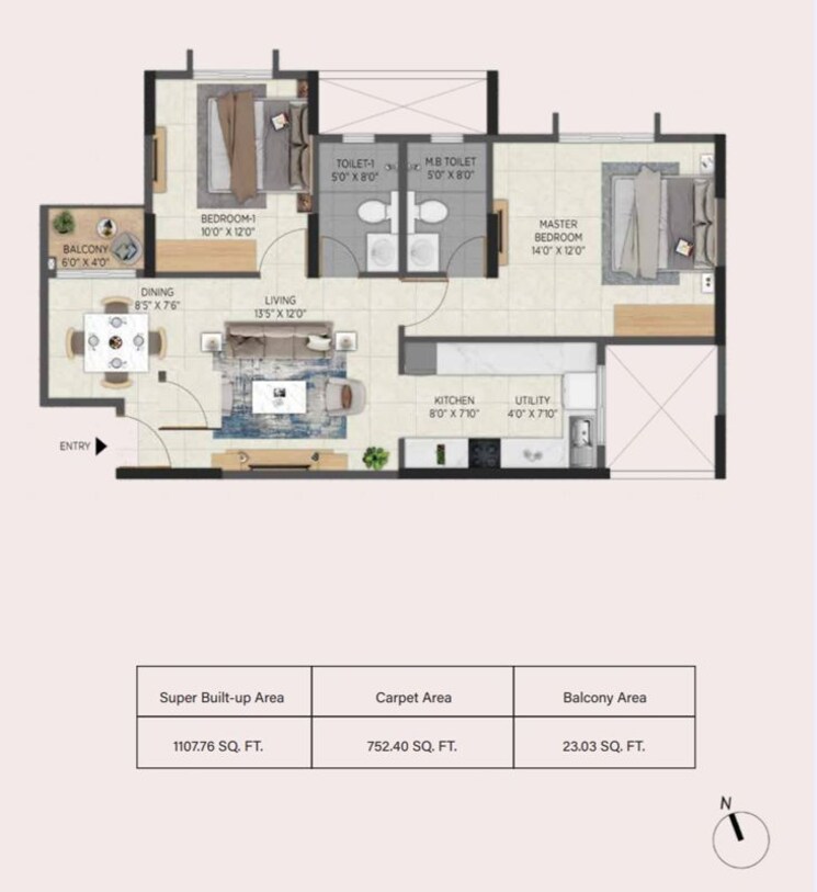 Floor Plan, aratt-avant-twilight 2 Bedroom 1179 Sq.Ft. Apartment In Huskur Bangalore 8884424