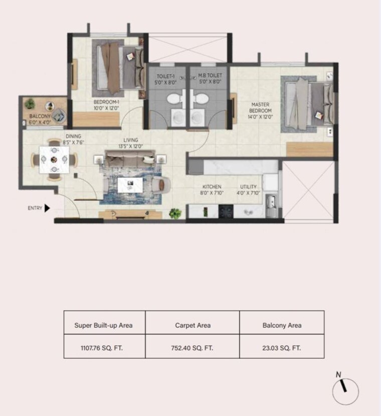 Floor Plan, aratt-avant-twilight 2 Bedroom 1179 Sq.Ft. Apartment In Huskur Bangalore 8884424