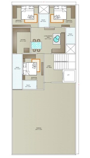 Floor Plan in 3 BHK Penthouse at Scheme No 103 – for Sale