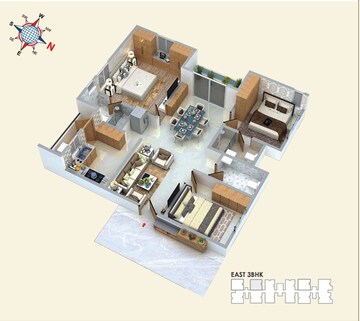 Floor Plan in 3 BHK Apartment at DS and Jaks Needs3 Project 168 , Horamavu – for Sale