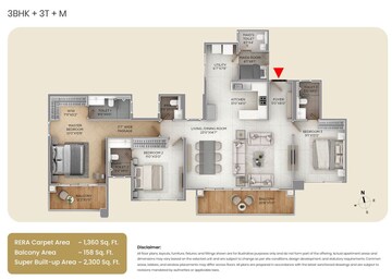 Floor Plan in 3.5 BHK Apartment at Puravankara Purva Silver Sky, Electronic City Phase ii – for Sale