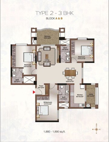 Floor Plan in 3 BHK Apartment at Horamavu – for Sale