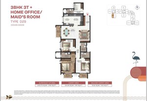 Floor Plan in 3.5 BHK Apartment at Brigade Lakecrest, Bhattarahalli – for Sale