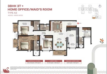 Floor Plan in 3.5 BHK Apartment at Brigade Lakecrest, Bhattarahalli – for Sale