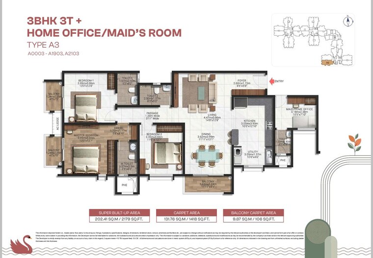 Floor Plan, brigade-lakecrest 3.5 Bedroom 2153 Sq.Ft. Apartment In Bhattarahalli Bangalore 9824904