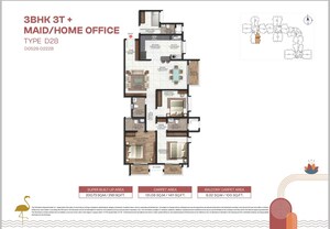 Floor Plan in 3.5 BHK Apartment at Brigade Lakecrest, Bhattarahalli – for Sale