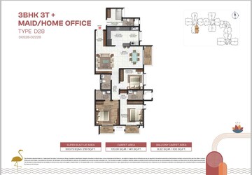 Floor Plan in 3.5 BHK Apartment at Brigade Lakecrest, Bhattarahalli – for Sale