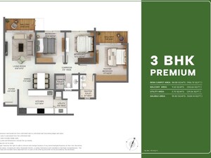Floor Plan in 3 BHK Apartment at Godrej Parkshire, Hoskote – for Sale