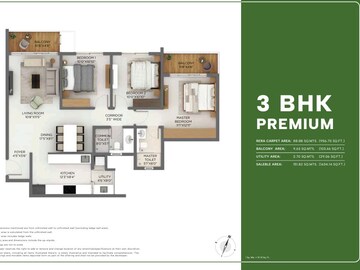 Floor Plan in 3 BHK Apartment at Godrej Parkshire, Hoskote – for Sale