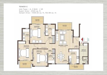 Floor Plan in 3 BHK Apartment at Kashish Manor One, Sector 111 – for Sale