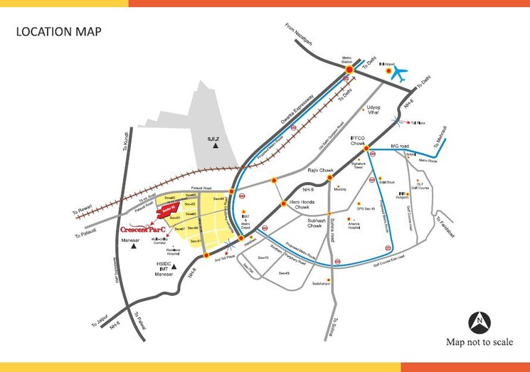 Map Location, sare-crescent-parc 3 Bedroom 1183 Sq.Ft. Apartment In Sector 92 Gurgaon 9849792