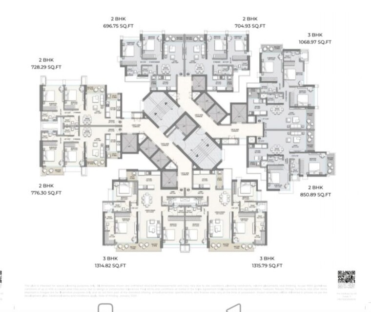 Floor Plan, raymond-the-address-by-gs 2 Bedroom 1050 Sq.Ft. Apartment In Sion East Mumbai 9850193