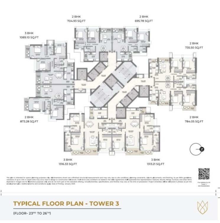 Floor Plan, raymond-the-address-by-gs 2 Bedroom 1050 Sq.Ft. Apartment In Sion East Mumbai 9850193