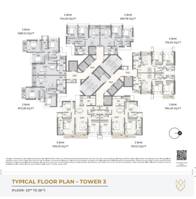 Floor Plan, raymond-the-address-by-gs 2 Bedroom 1050 Sq.Ft. Apartment In Sion East Mumbai 9850193