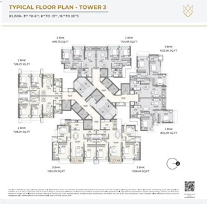 Floor Plan in 3 BHK Apartment at Raymond The Address By GS, Sion East – for Sale