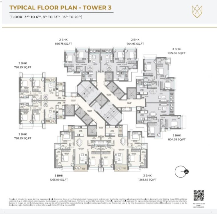 Floor Plan, raymond-the-address-by-gs 3 Bedroom 1316 Sq.Ft. Apartment In Sion East Mumbai 9850238
