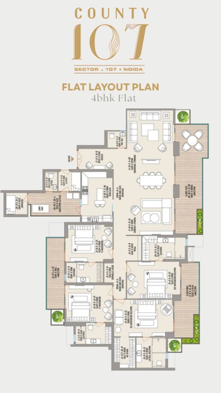 Floor Plan, aba-county-107 4 Bedroom 3631 Sq.Ft. Apartment In Sector 107 Noida 9852576