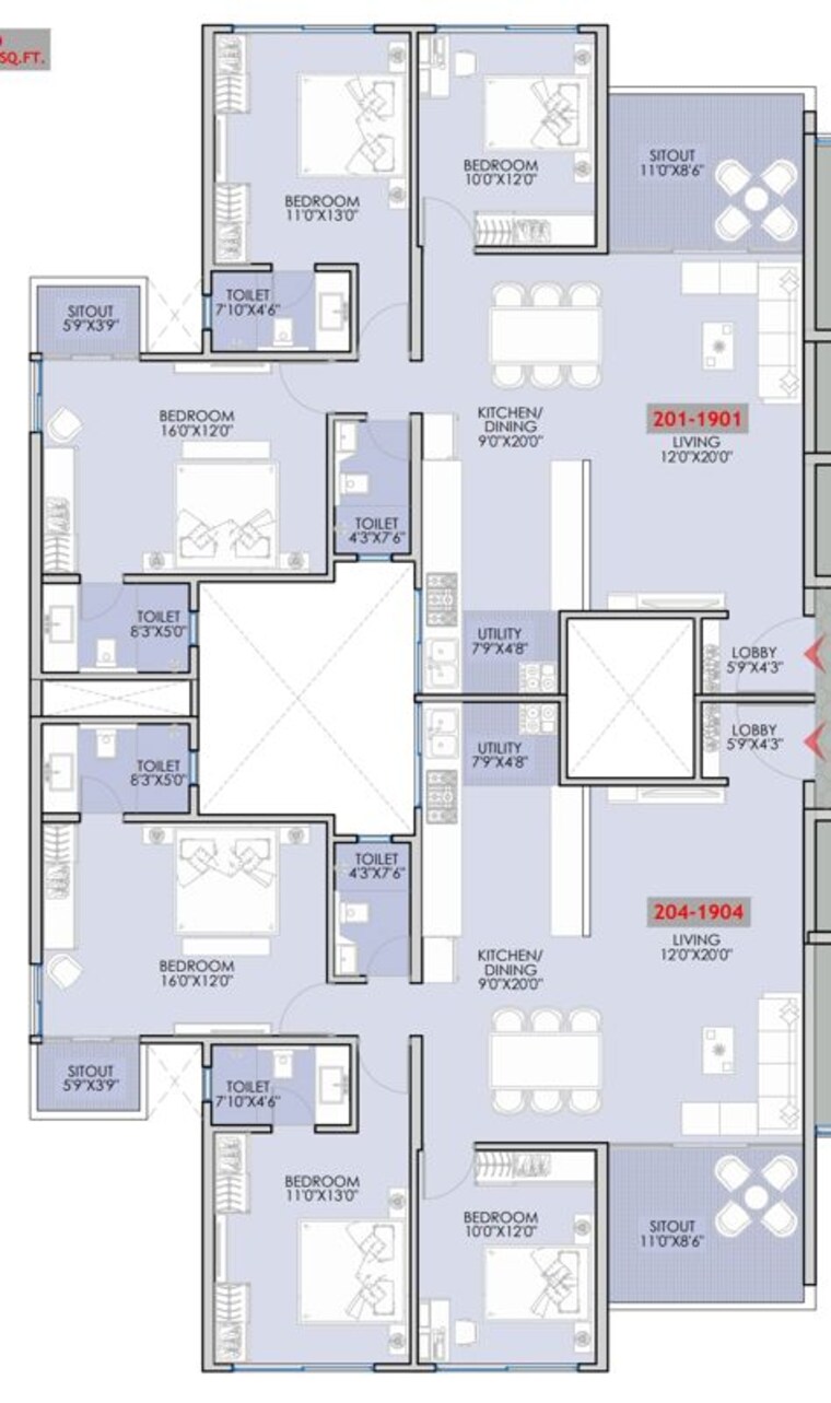 Floor Plan, sinhagad road 3 Bedroom 1253 Sq.Ft. Apartment In Sinhagad Road Pune 9853146