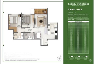 Floor Plan in 2 BHK Apartment at Godrej Parkshire, Hoskote – for Sale