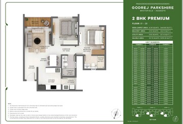 Floor Plan in 2 BHK Apartment at Godrej Parkshire, Hoskote – for Sale