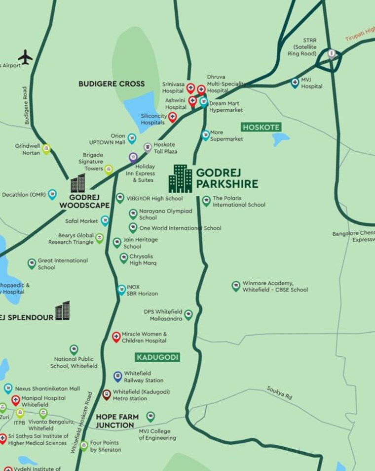Map Location, godrej-parkshire 2 Bedroom 1050 Sq.Ft. Apartment In Hoskote Bangalore 9841075