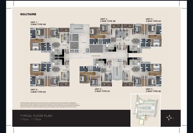 Floor Plan, provident-central-park 3 Bedroom 1300 Sq.Ft. Apartment In Kanakapura Road Bangalore 9853799