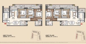 Floor Plan in 3 BHK Apartment at Signature Global Sarvam, Sector 37d – for Sale