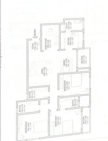 Floor Plan in 3.5 BHK Apartment at Sobha Victoria Park, Hennur Road – for Sale
