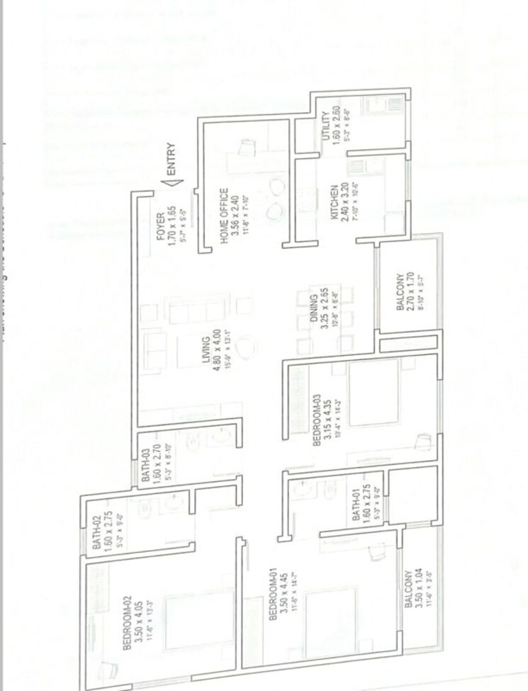 Floor Plan, sobha-victoria-park 3.5 Bedroom 1833 Sq.Ft. Apartment In Hennur Road Bangalore 8748638