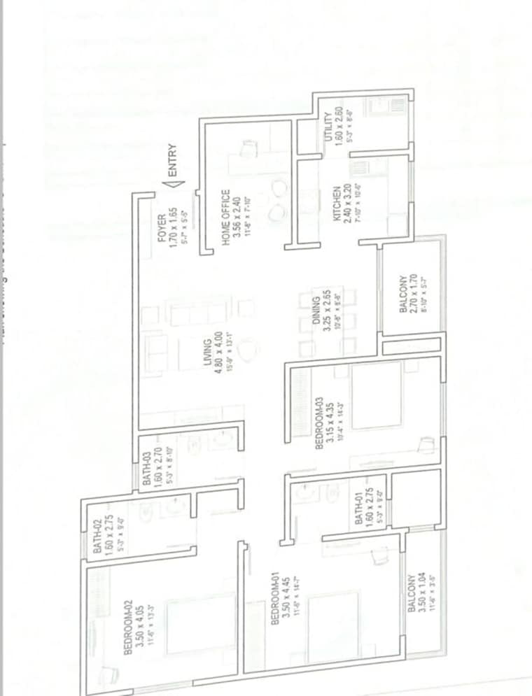 Floor Plan, sobha-victoria-park 3.5 Bedroom 1833 Sq.Ft. Apartment In Hennur Road Bangalore 8748638