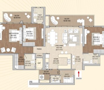 Floor Plan in 3.5 BHK Apartment at Signature Global Cloverdale, Sector 71 – for Sale