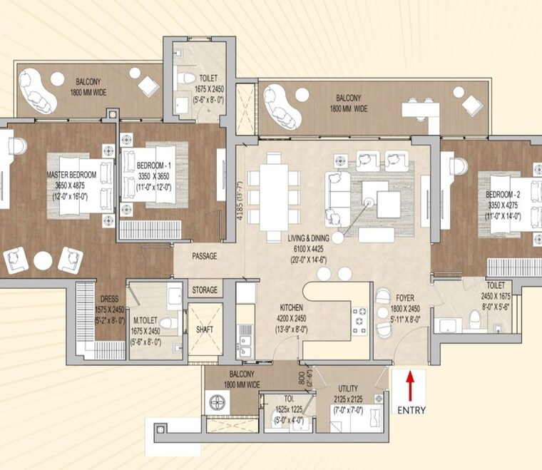 Floor Plan, signature-global-cloverdale 3.5 Bedroom 2280 Sq.Ft. Apartment In Sector 71 Gurgaon 9854692