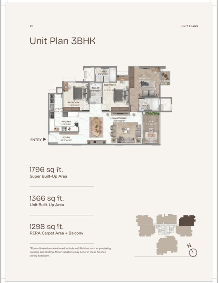 Floor Plan, disha-symphony-heights 3 Bedroom 1796 Sq.Ft. Apartment In Kyalasanahalli Bangalore 9854710