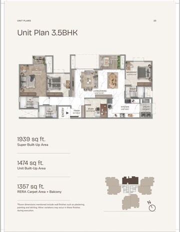 Floor Plan in 3.5 BHK Apartment at Disha Symphony Heights, Kyalasanahalli – for Sale