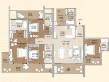 Floor Plan in 4 BHK Apartment at Signature Global Cloverdale, Sector 71 – for Sale