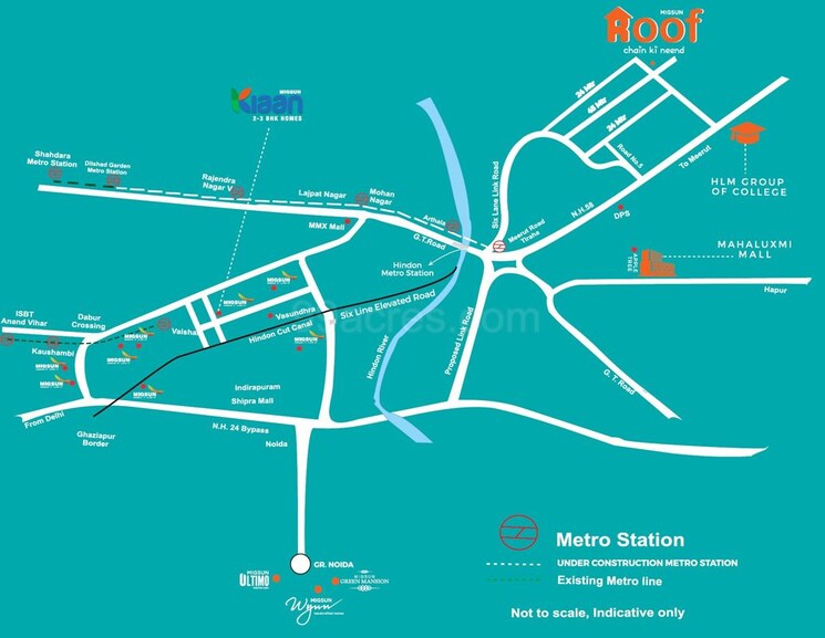 Map Location, migsun-roof 2 Bedroom 815 Sq.Ft. Apartment In Raj Nagar Extension Ghaziabad 9854531