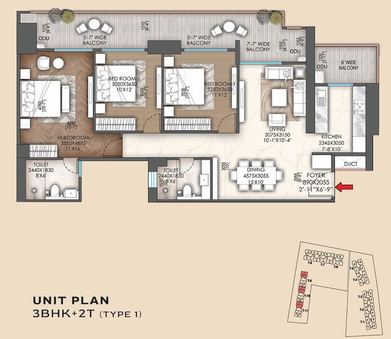 Floor Plan, signature-global-sarvam 3 Bedroom 1815 Sq.Ft. Apartment In Sector 37d Gurgaon 9854952