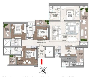 Floor Plan in 4 BHK Apartment at Signature Global Titanium SPR, Sector 71 – for Sale
