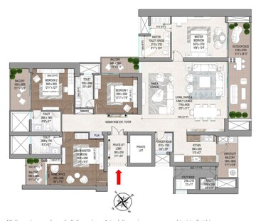 Floor Plan in 4 BHK Apartment at Signature Global Titanium SPR, Sector 71 – for Sale