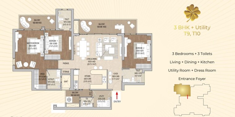 Floor Plan, signature-global-cloverdale 4 Bedroom 3480 Sq.Ft. Apartment In Sector 71 Gurgaon 9855546