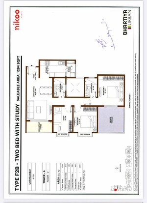 Floor Plan in 2.5 BHK Apartment at Bhartiya City Nikoo Homes 6, Kogilu – for Sale