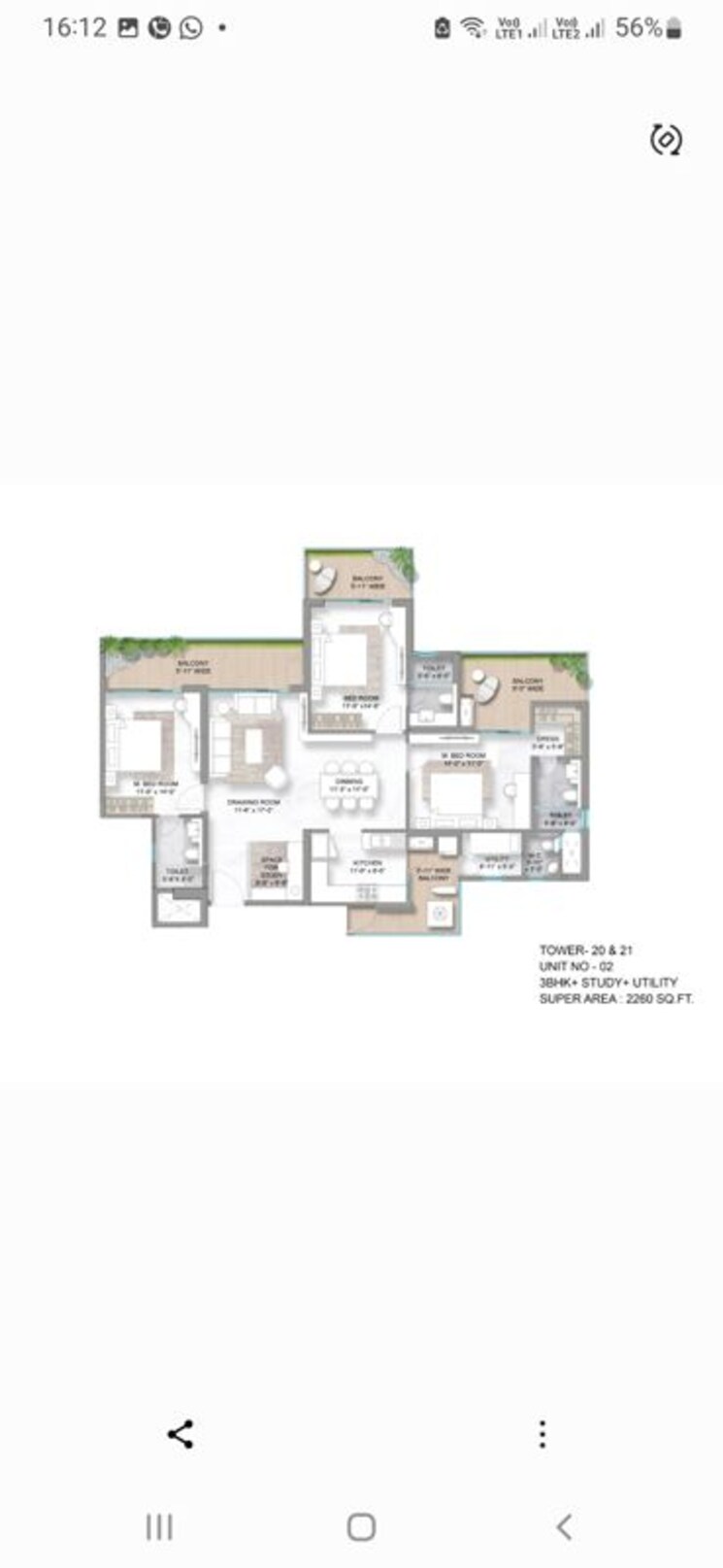 Floor Plan, m3m-golf-hills 3.5 Bedroom 2090 Sq.Ft. Apartment In Sector 79 Gurgaon 9856252