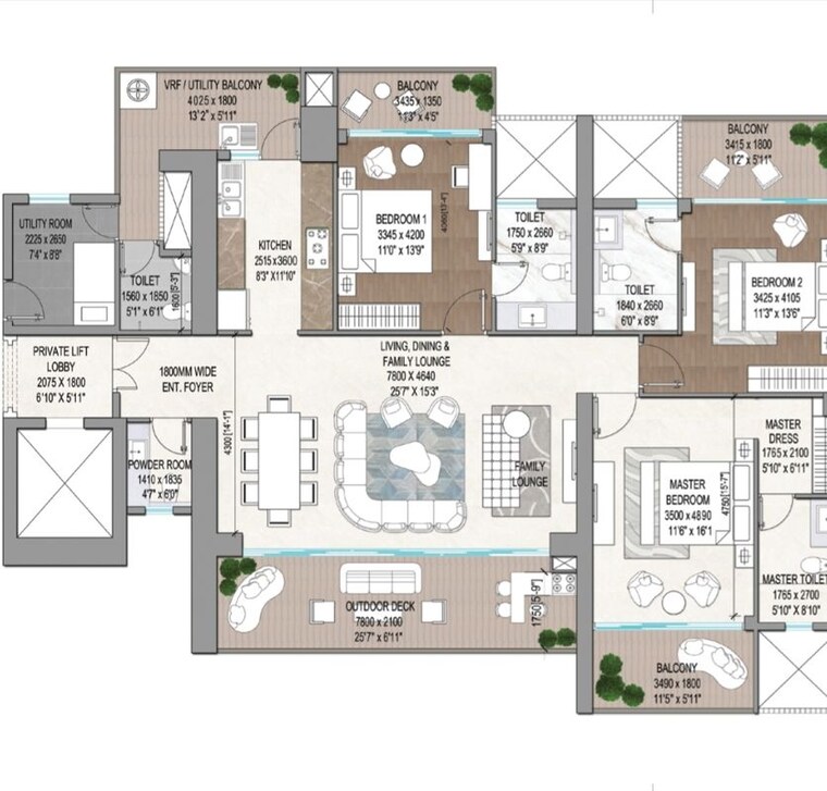 Floor Plan, signature-global-titanium-spr 3.5 Bedroom 2780 Sq.Ft. Apartment In Sector 71 Gurgaon 9855492
